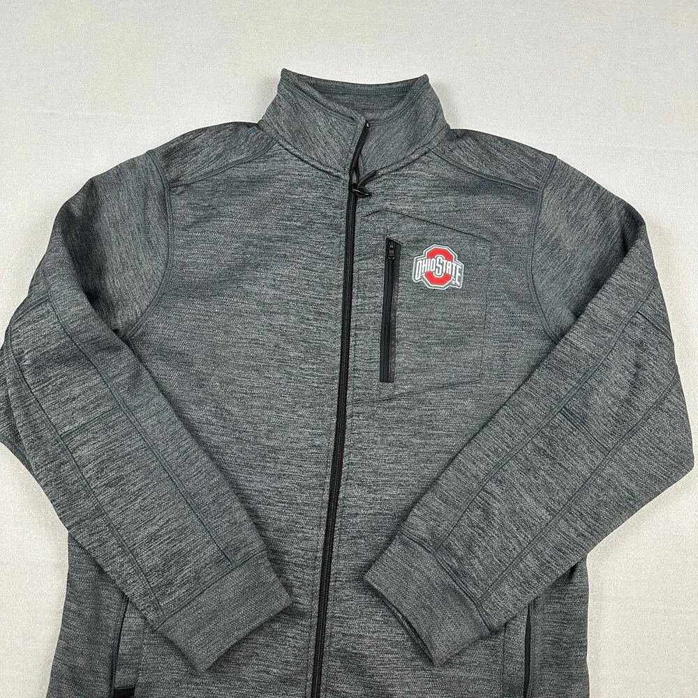 Ohio State Buckeyes Sweater Men Medium Gray Full Zip Pockets NCAA M